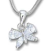 Very Dainty Blue Luster Diamond Butterfly Necklace